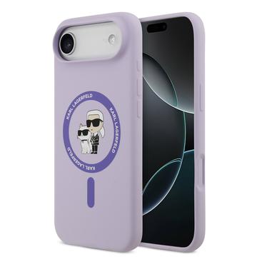 iPhone Air Karl Lagerfeld Karl and Choupette Vloeibaar Siliconen MagSafe Hoesje - Paars