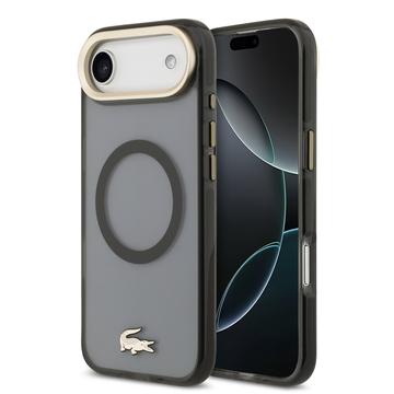 iPhone Air Lacoste Frosted Finish Gold Logo Hybride Hoesje - MagSafe-compatibel - Zwart