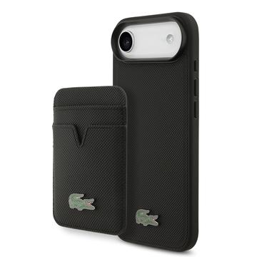 iPhone Air Lacoste Iconic Petit Pique MagSafe hoesje & magnetische kaarthouder - Zwart