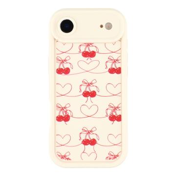iPhone Air Stijlvol Schokbestendig TPU Hoesje met Opstaande Randen - Wit / Kersen met strikje