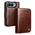 iPhone Duo Qialino Classic Wallet Leren Hoesje - Donkerbruin