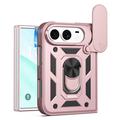 iPhone Duo Roterende ring hybride hoesje met camera schild - Roségoud