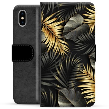 iPhone X / iPhone XS Premium Portemonnee Hoesje - Gouden Bladeren