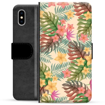 iPhone X / iPhone XS Premium Portemonnee Hoesje - Roze Bloemen