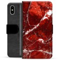 iPhone X / iPhone XS Premium Portemonnee Hoesje - Rood Marmer