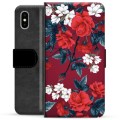 iPhone X / iPhone XS Premium Wallet Hoesje - Vintage Bloemen