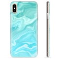 iPhone X / iPhone XS TPU-hoesje - blauw marmer