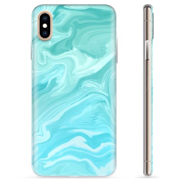 iPhone X / iPhone XS TPU-hoesje - blauw marmer