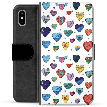 iPhone X / iPhone XS Premium Portemonnee Hoesje - Harten