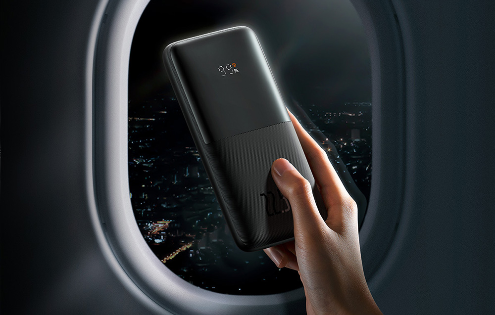Baseus Bipow Pro Digital Display Fast Charge Power Bank 10000mAh/22.5W - 2xUSB, USB-C - Zwart