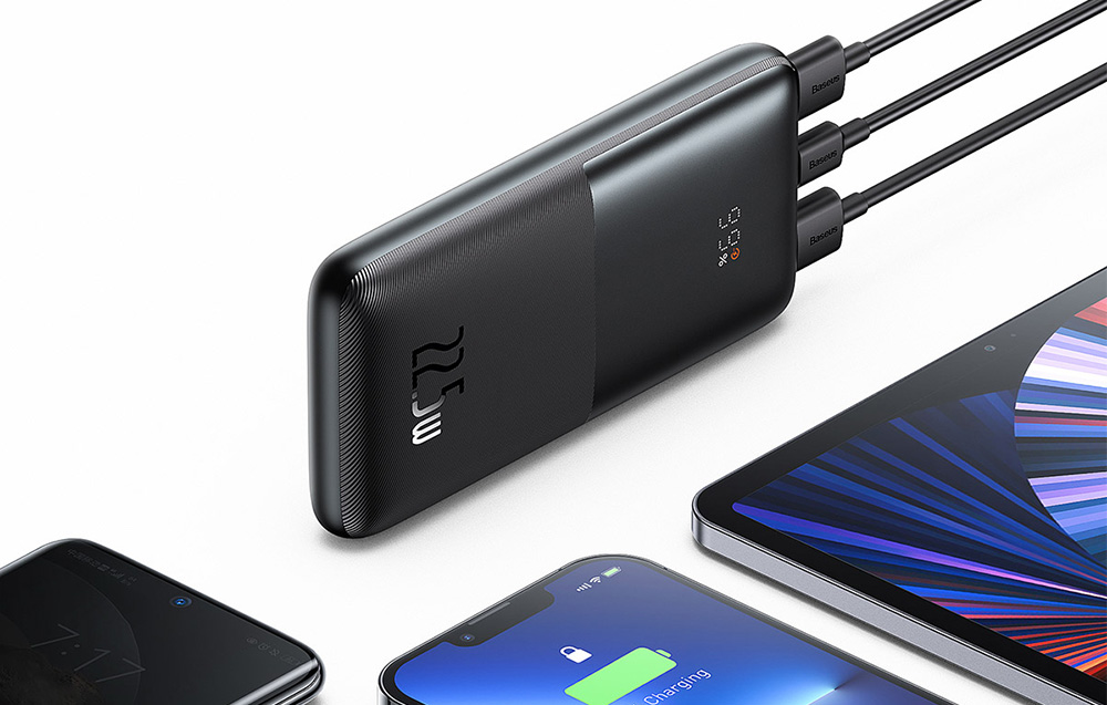 Baseus Bipow Pro Digital Display Fast Charge Power Bank 10000mAh/22.5W - 2xUSB, USB-C - Zwart