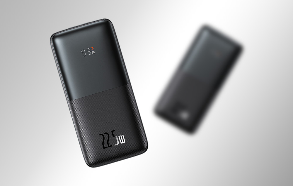 Baseus Bipow Pro Digital Display Fast Charge Power Bank 10000mAh/22.5W - 2xUSB, USB-C - Zwart