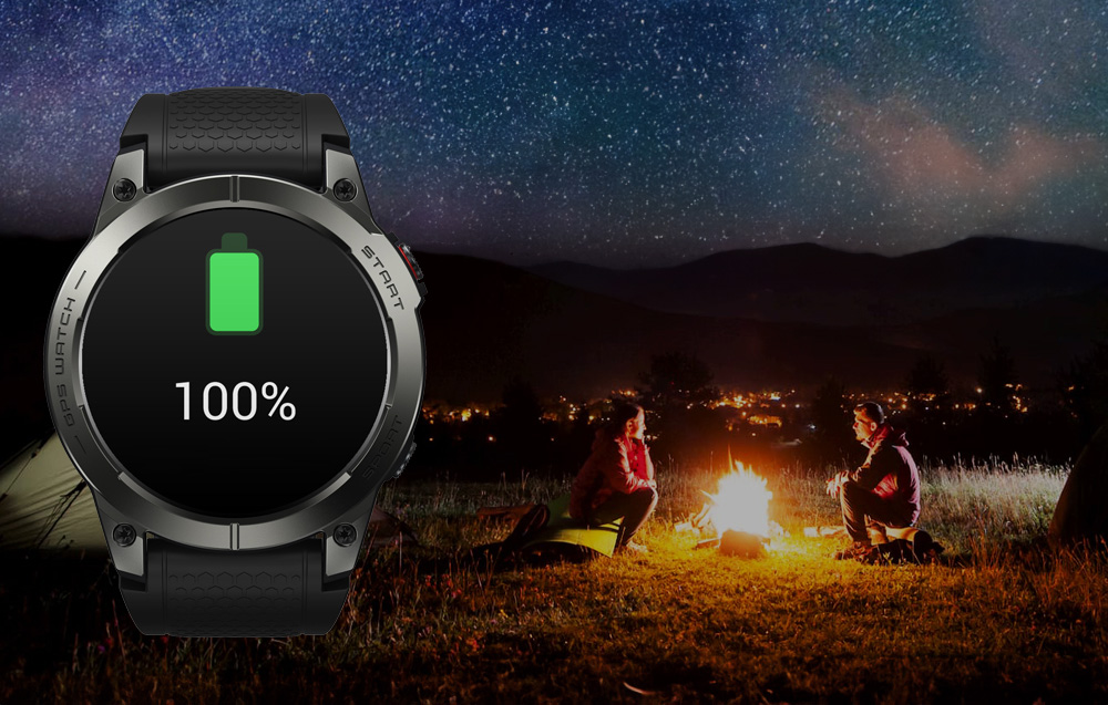 Zeblaze Stratos 3 Smartwatch met GPS, Ultra HD AMOLED-scherm - Zwart