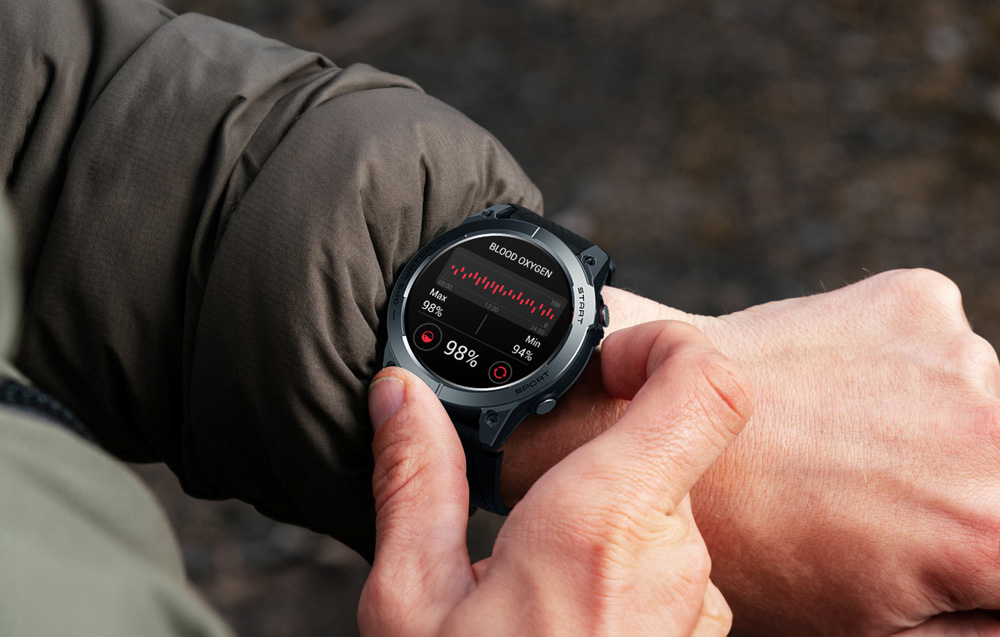 Zeblaze Stratos 3 Smartwatch met GPS, Ultra HD AMOLED-scherm - Zwart