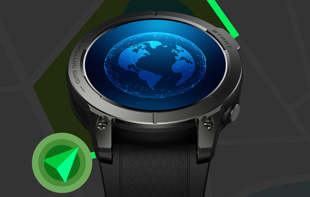 Zeblaze Stratos 3 Smartwatch met GPS, Ultra HD AMOLED-scherm - Zwart