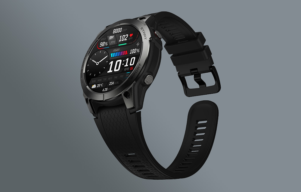 Zeblaze Stratos 3 Smartwatch met GPS, Ultra HD AMOLED-scherm - Zwart