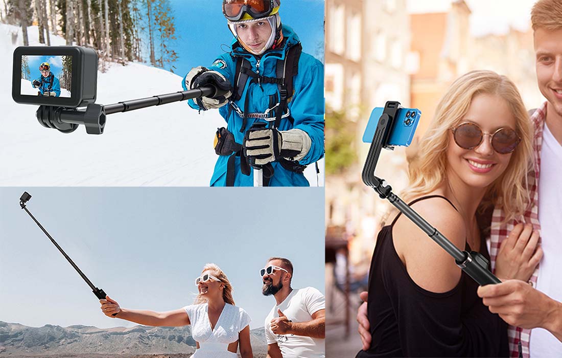 Telesin TE-RCSS-001 Smartphones/Sportcamera's Selfie Stick w. Bluetooth afstandsbediening