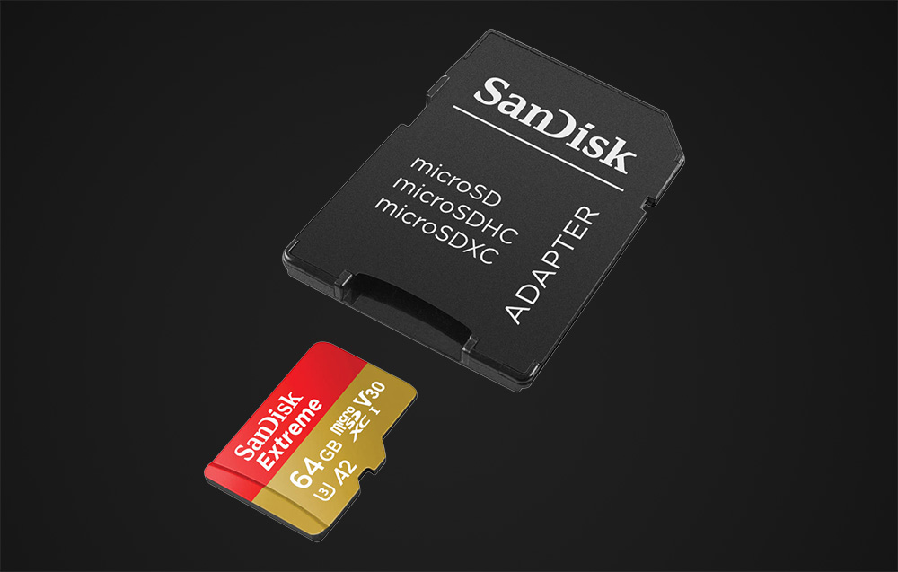 SanDisk Extreme microSDXC UHS-I U3-geheugenkaart SDSQXAH-064G-GN6AA - 64 GB